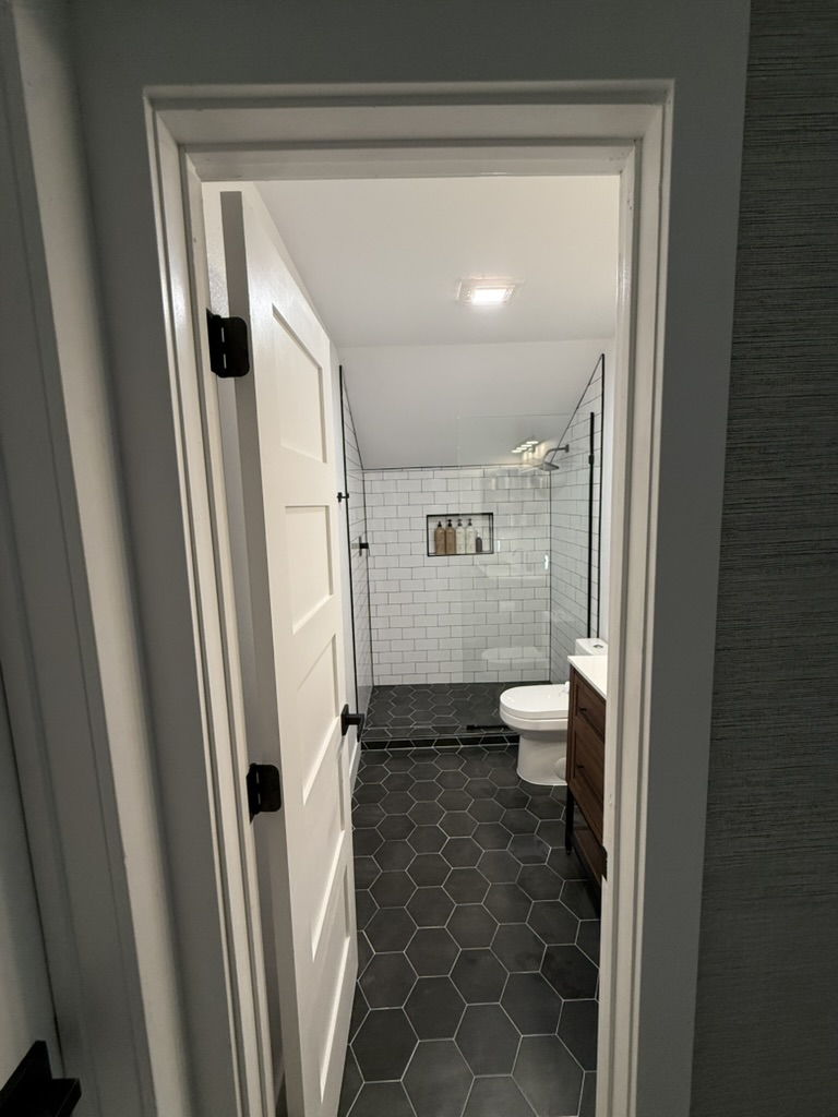 Tub-to-Shower Bathroom Remodel — Bathroom Remodel in DFW, TX — after photo, completed by Global Innovative Contractors